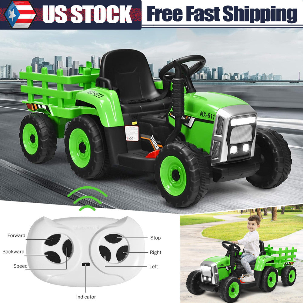 12V Battery-Powered Kids Electric Ride-On Tractor with Trailer and Remote Control Trend Times 7