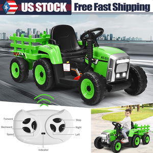 12V Battery-Powered Kids Electric Ride-On Tractor with Trailer and Remote Control Trend Times 7