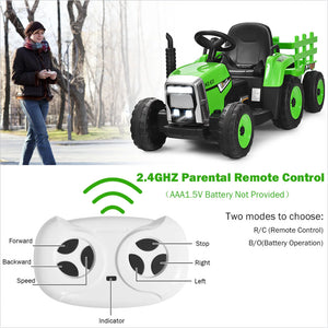 12V Battery-Powered Kids Electric Ride-On Tractor with Trailer and Remote Control Trend Times 8