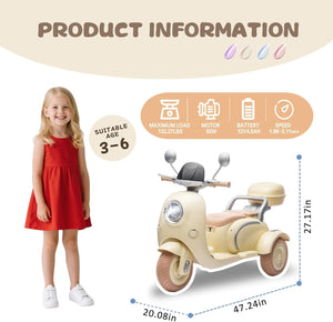 12V Electric 3-Wheel Ride-On Motorcycle Tricycle for Kids Ages 3-6 with 1.86-3.11 MPH Speed Trend Times 21