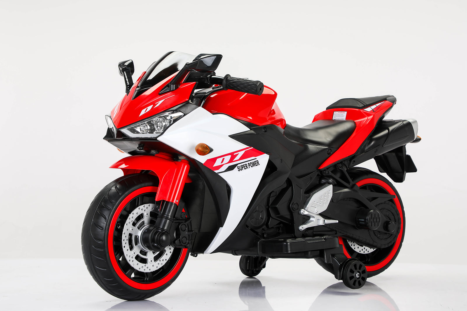 12V Electric Kids Ride-On Motorcycle with Training Wheels and Manual Throttle Trend Times 2