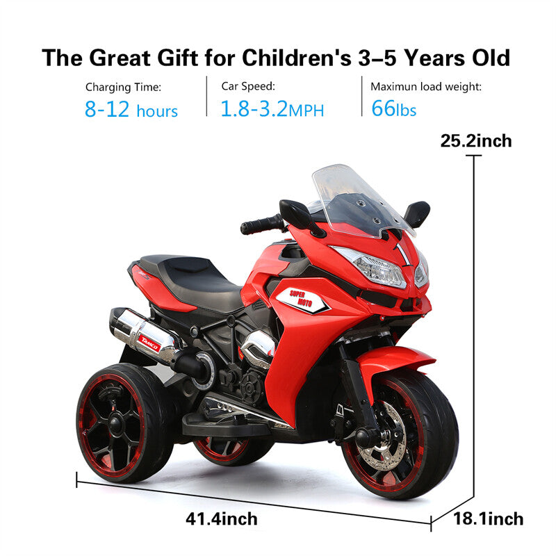 12V Rechargeable Electric Ride-On Motorcycle Toy with Adjustable Speed 1.8-3.2 MPH Trend Times 1