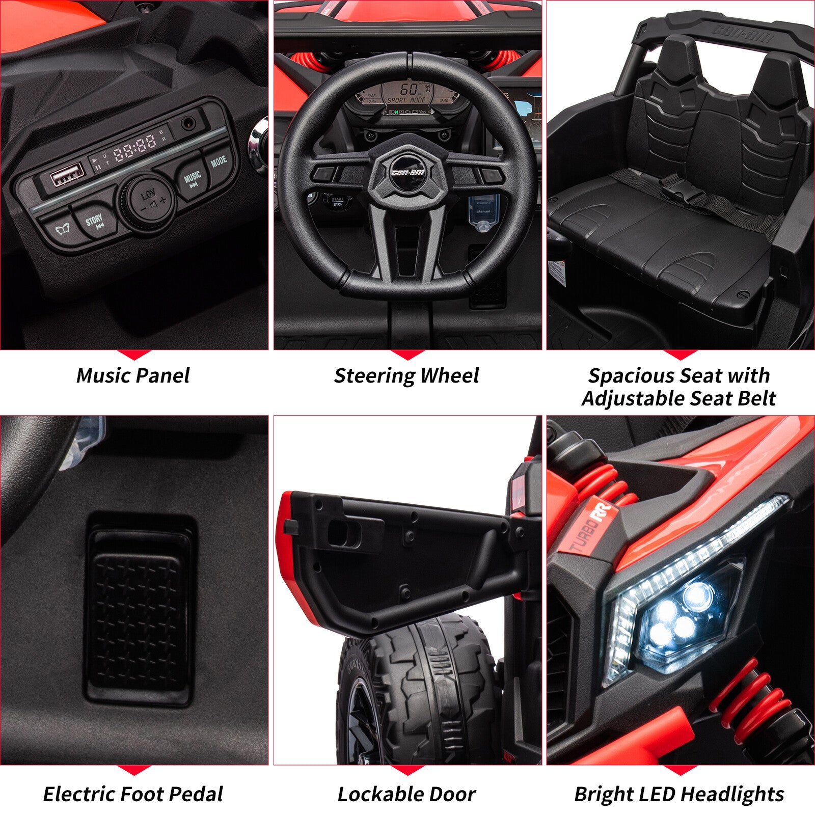 12V Electric Off-Road UTV Ride-On Car for Kids with Remote Control, LED Lights, and Music Trend Times 2