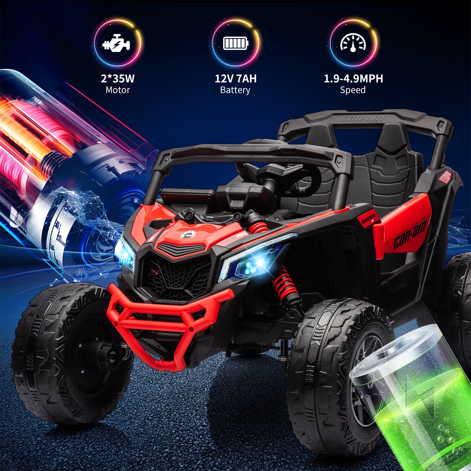 12V Electric Off-Road UTV Ride-On Car for Kids with Remote Control, LED Lights, and Music Trend Times 3