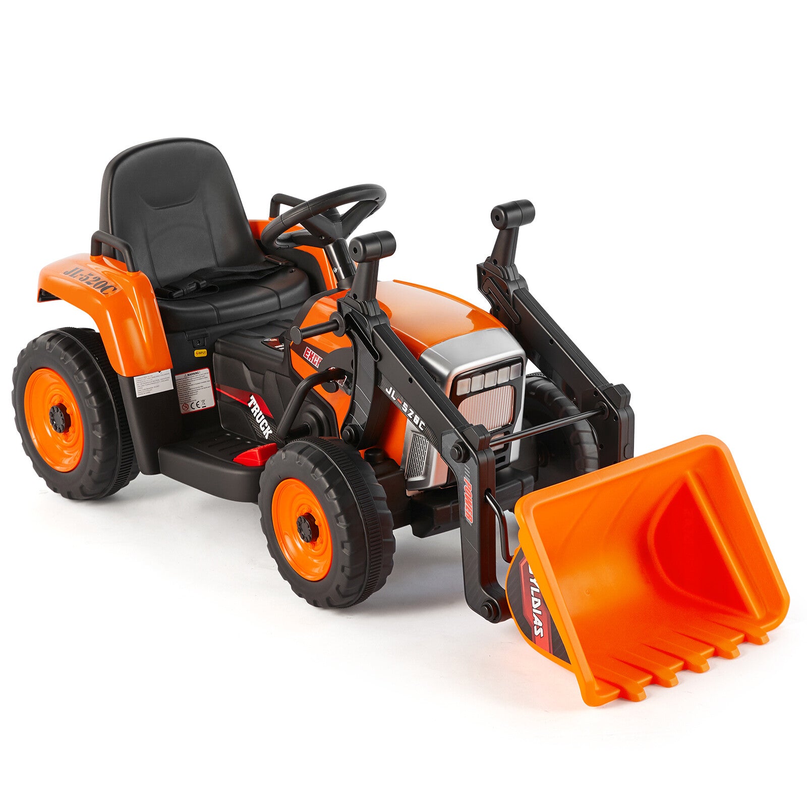 12V Orange Electric Ride-On Excavator Truck with 3 Speeds, Music, Lights, and Remote Control Trend Times 13
