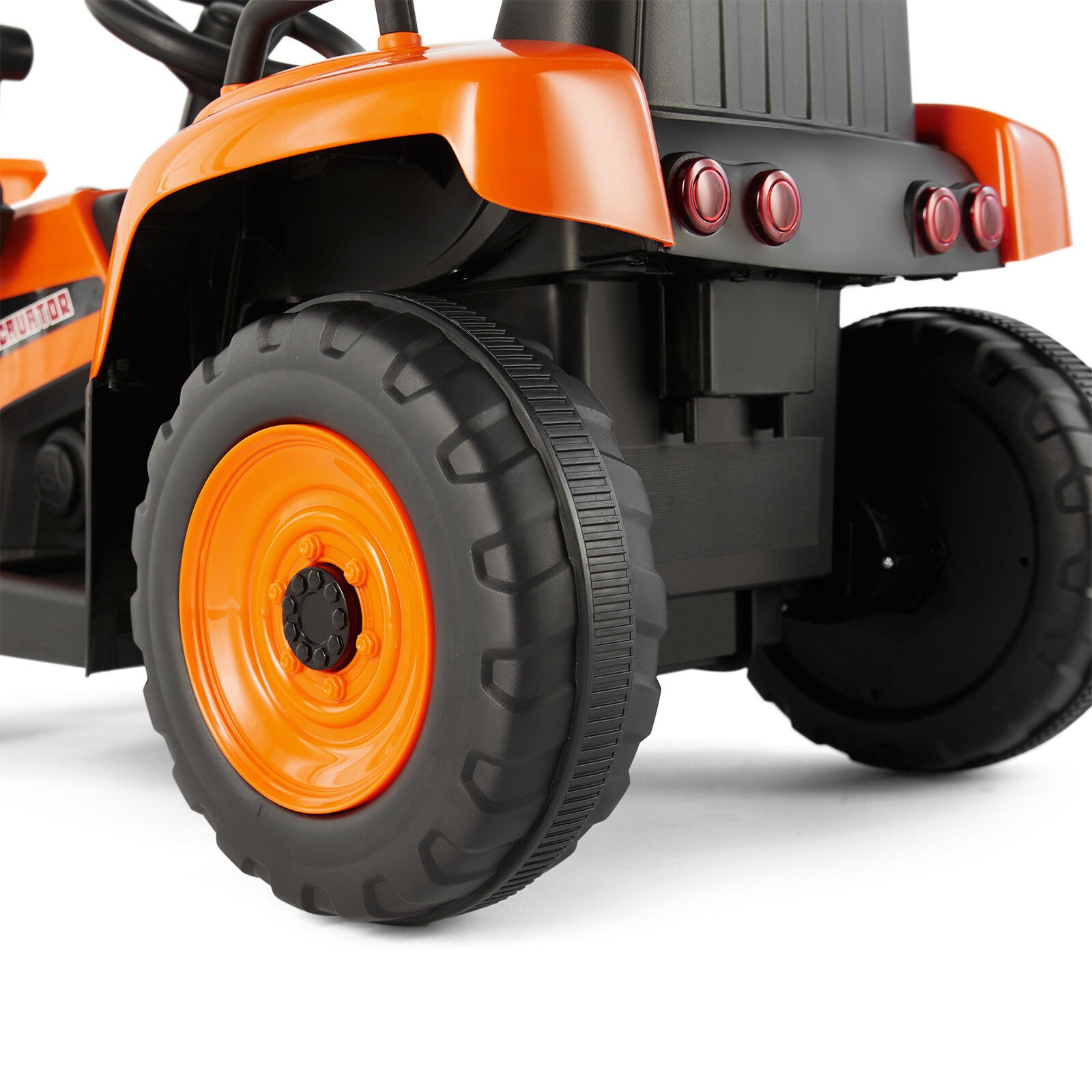 12V Orange Electric Ride-On Excavator Truck with 3 Speeds, Music, Lights, and Remote Control Trend Times 18