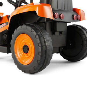 12V Orange Electric Ride-On Excavator Truck with 3 Speeds, Music, Lights, and Remote Control Trend Times 18