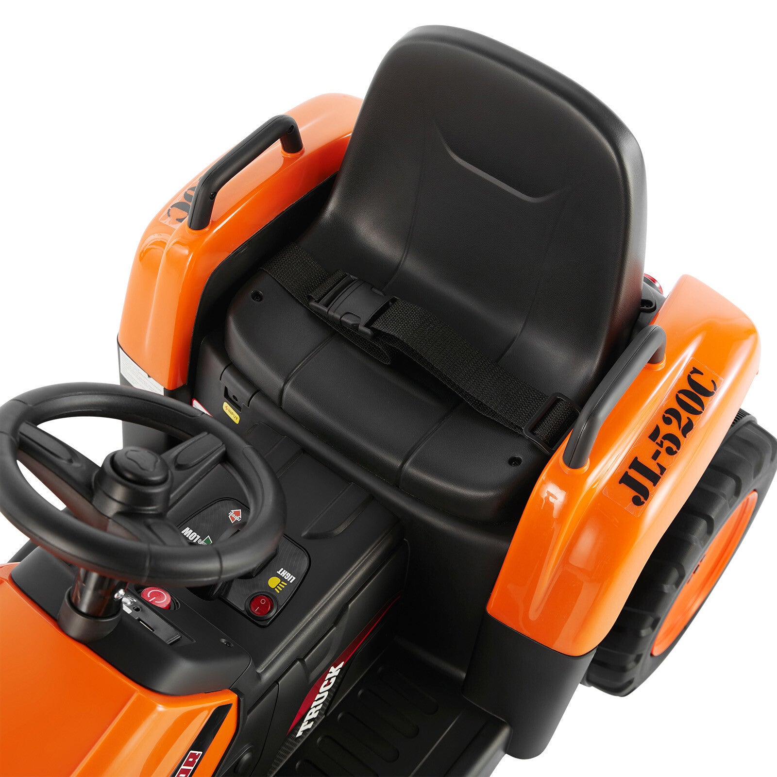 12V Orange Electric Ride-On Excavator Truck with 3 Speeds, Music, Lights, and Remote Control Trend Times 19