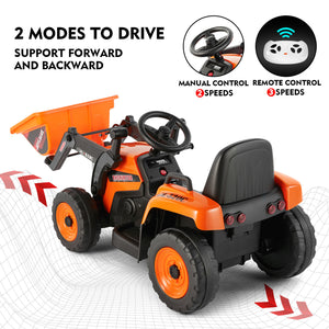 12V Orange Electric Ride-On Excavator Truck with 3 Speeds, Music, Lights, and Remote Control Trend Times 6