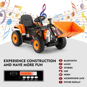 12V Orange Electric Ride-On Excavator Truck with 3 Speeds, Music, Lights, and Remote Control Trend Times 7