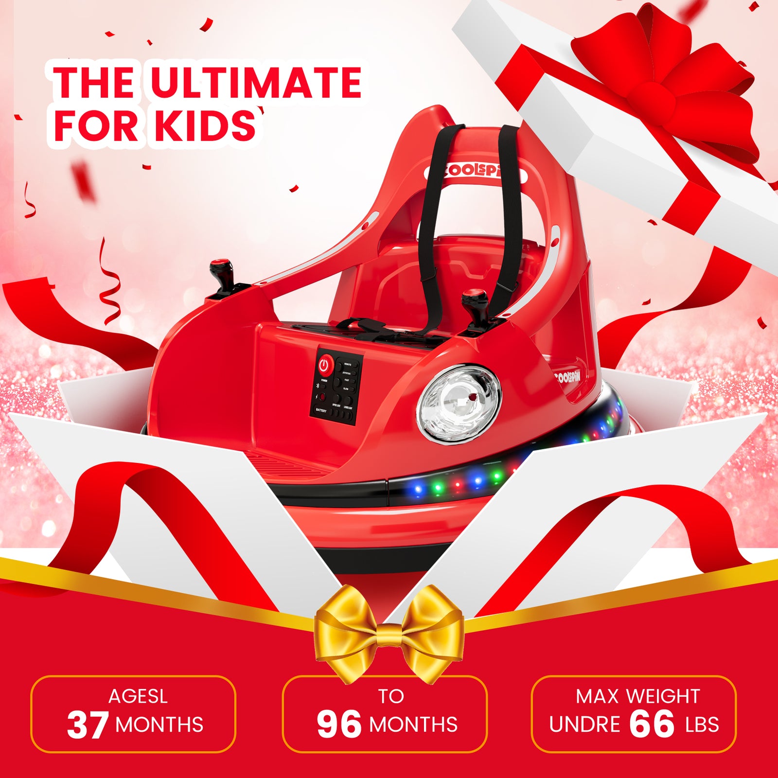 12V Electric Ride-On Bumper Car for Kids and Toddlers with Parent Remote Control and 360-Degree Spin Trend Times 3