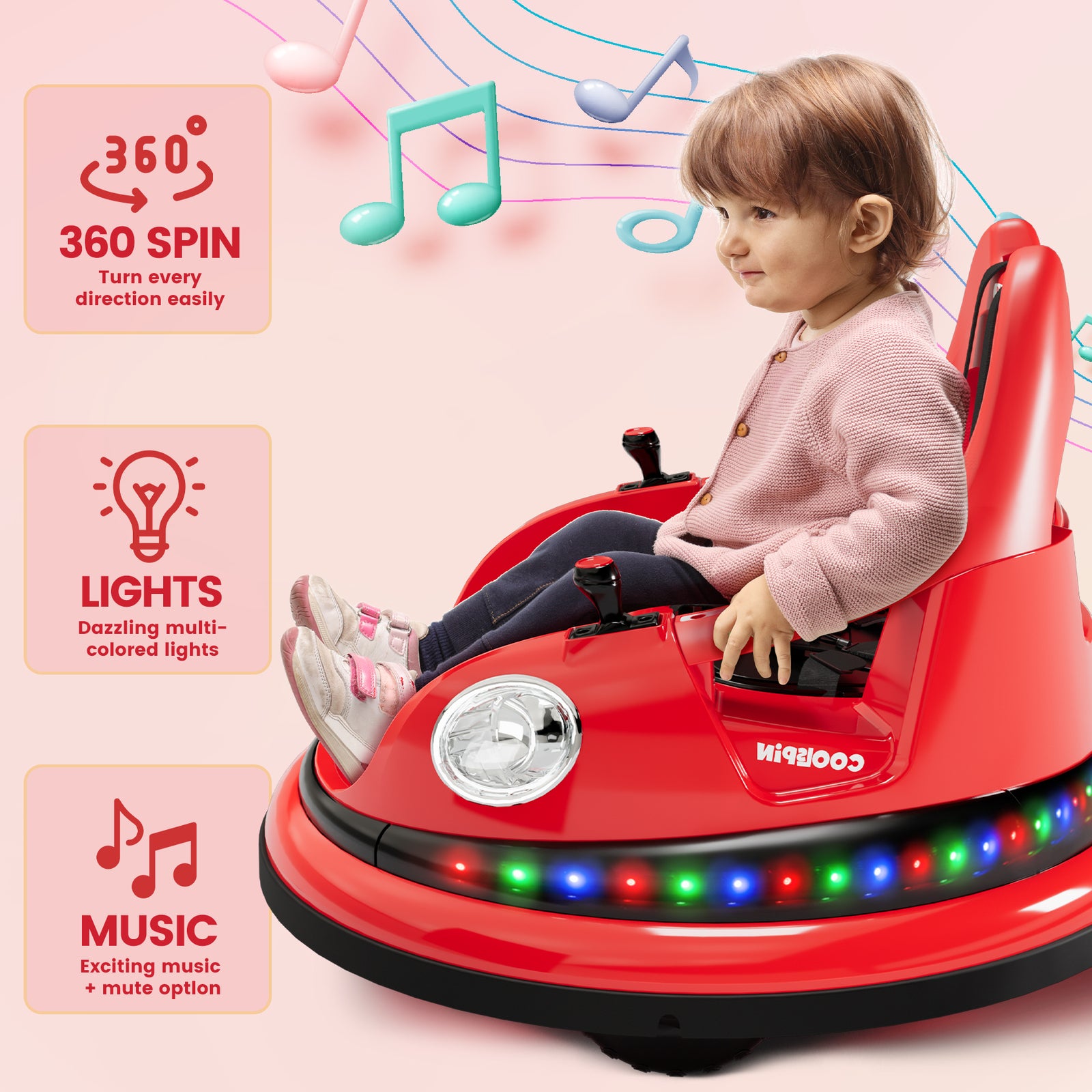 12V Electric Ride-On Bumper Car for Kids and Toddlers with Remote Control and Music Trend Times 2