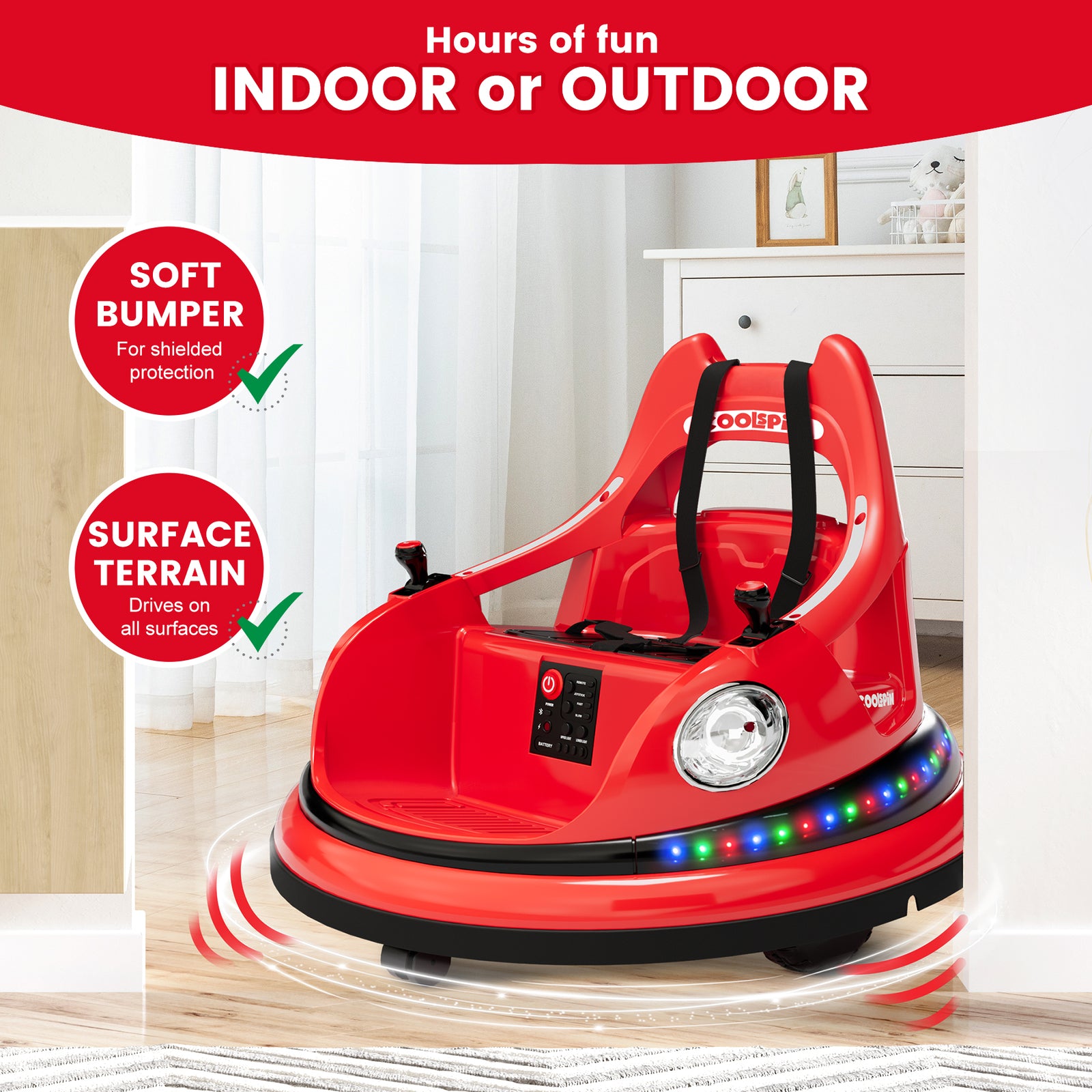 12V Electric Ride-On Bumper Car for Kids and Toddlers with Remote Control and Music Trend Times 5