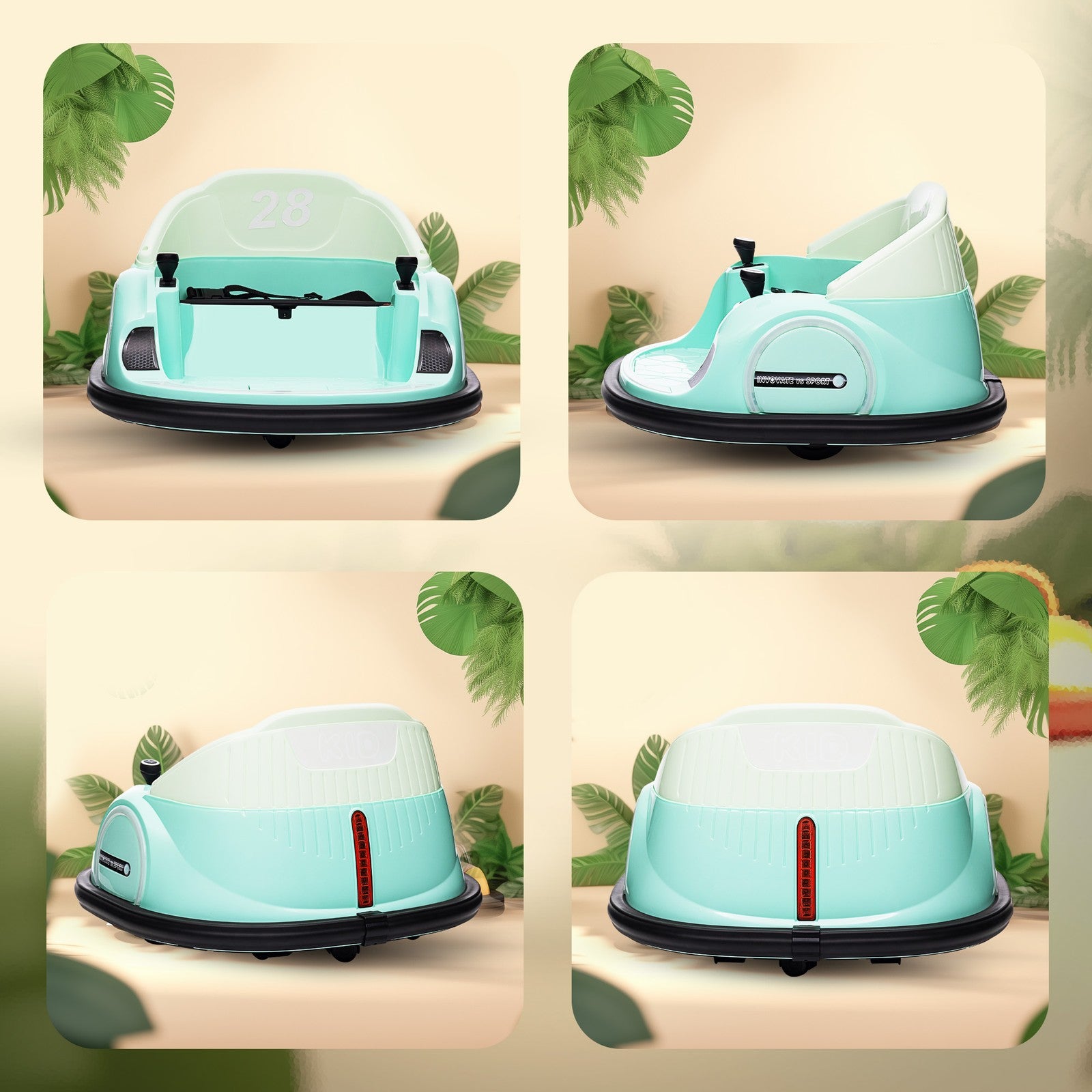 12V Electric Ride-On Bumper Car with Remote Control - Green Trend Times 10