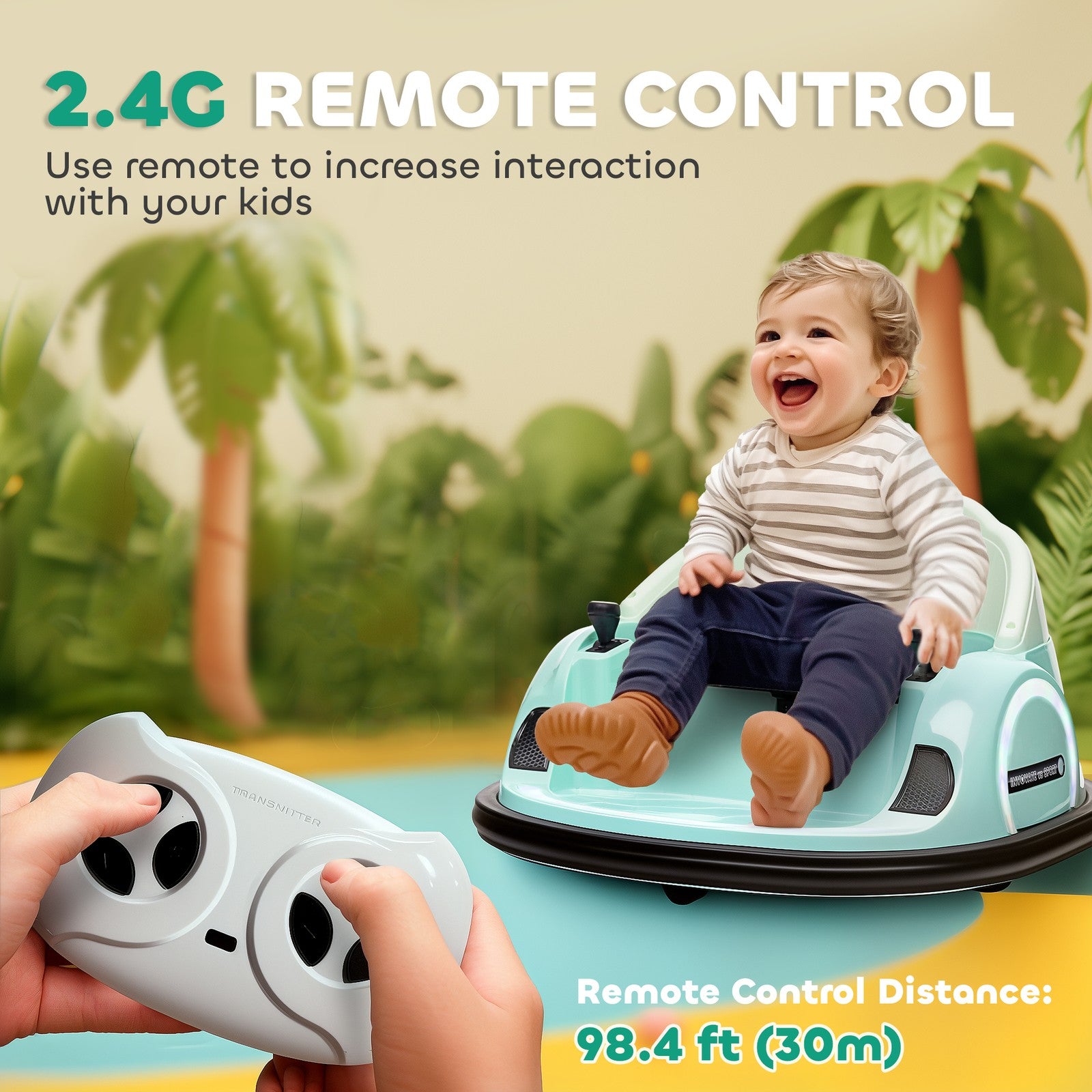 12V Electric Ride-On Bumper Car with Remote Control - Green Trend Times 6