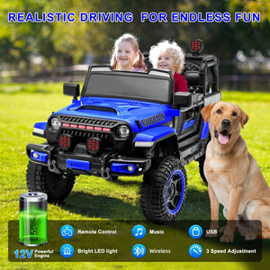 12V Electric Ride-On Car for Kids with Remote Control, Music, LED Lights, and 3 Speeds – Blue Trend Times 6