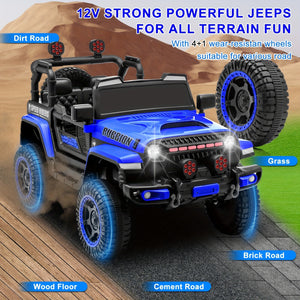 12V Electric Ride-On Car for Kids with Remote Control, Music, LED Lights, and 3 Speeds – Blue Trend Times 7
