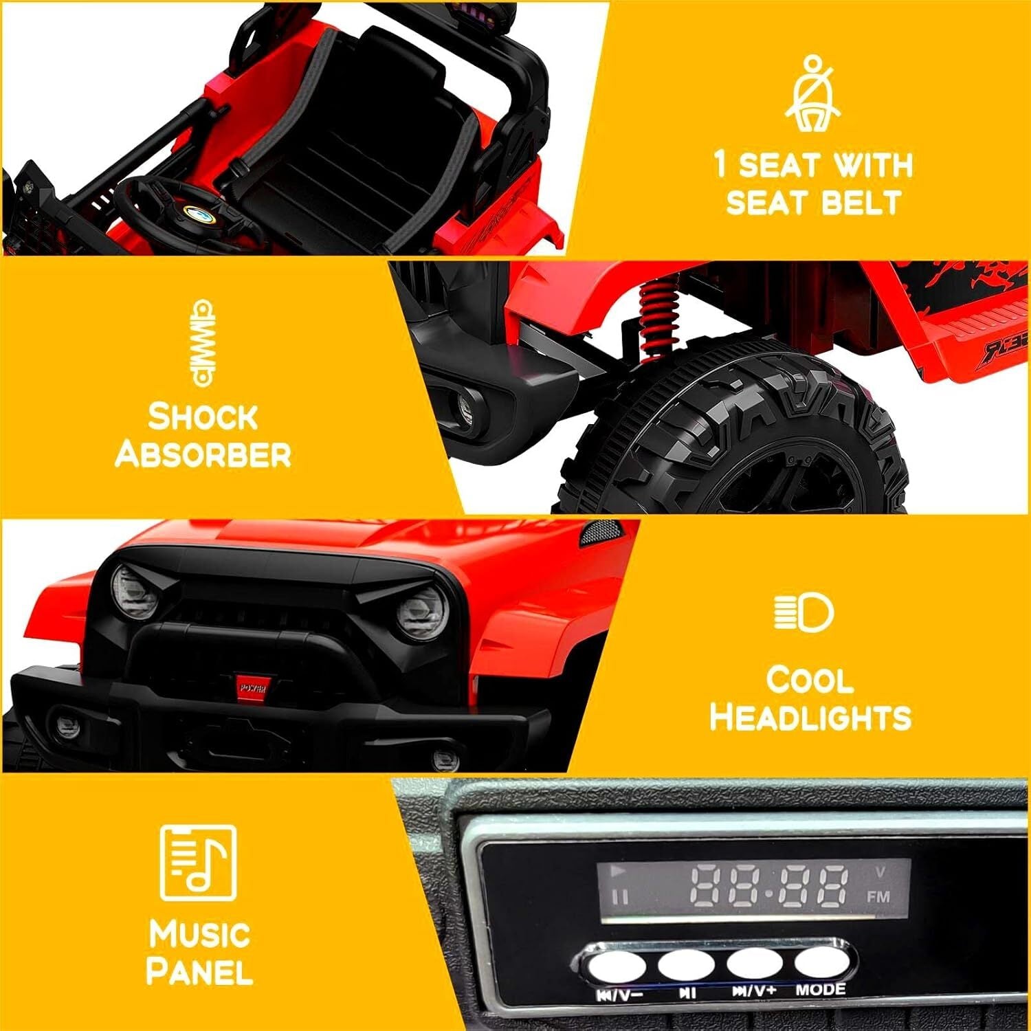 12V Electric Ride-On Kids Truck with LED Lights and Remote Control Battery-Powered Toy Car for Children Trend Times 13