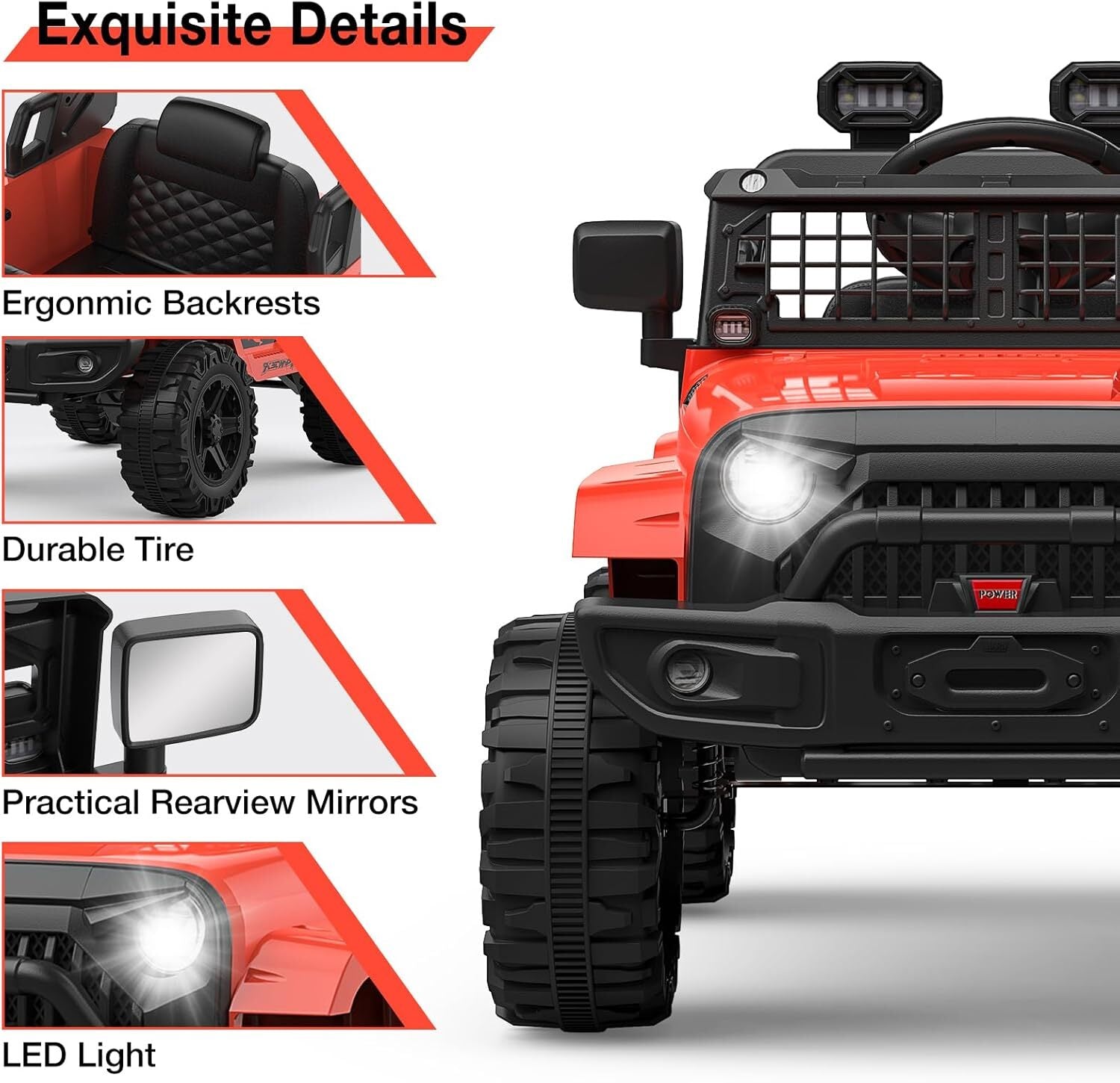12V Electric Ride-On Kids Truck with LED Lights and Remote Control Battery-Powered Toy Car for Children Trend Times 2
