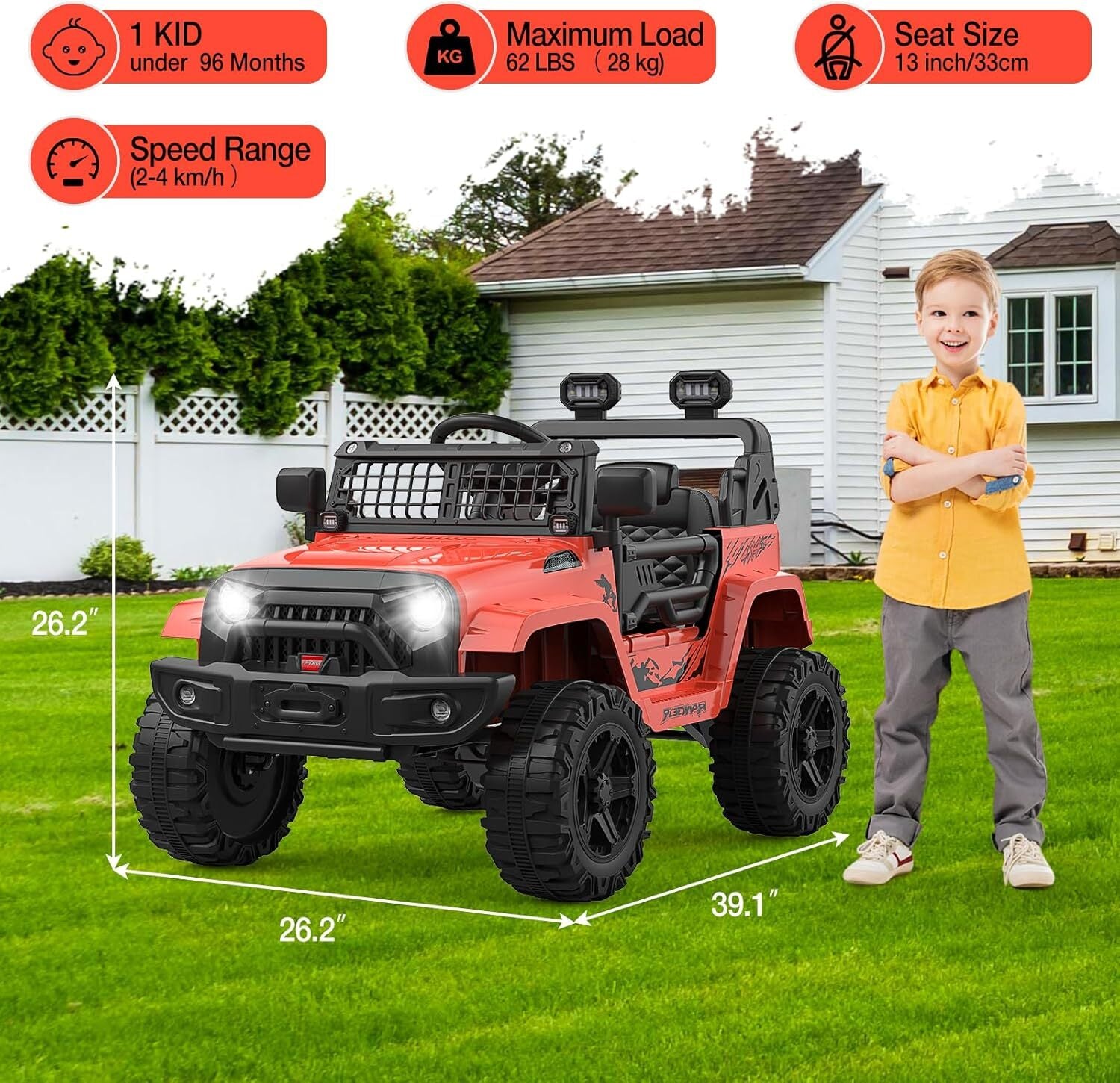 12V Electric Ride-On Kids Truck with LED Lights and Remote Control Battery-Powered Toy Car for Children Trend Times 4