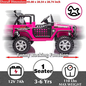 12V Electric Ride-On Jeep Truck for Kids with Remote Control and USB Charging Pink Trend Times 2