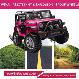 12V Electric Ride-On Jeep Truck for Kids with Remote Control and USB Charging Pink Trend Times 6