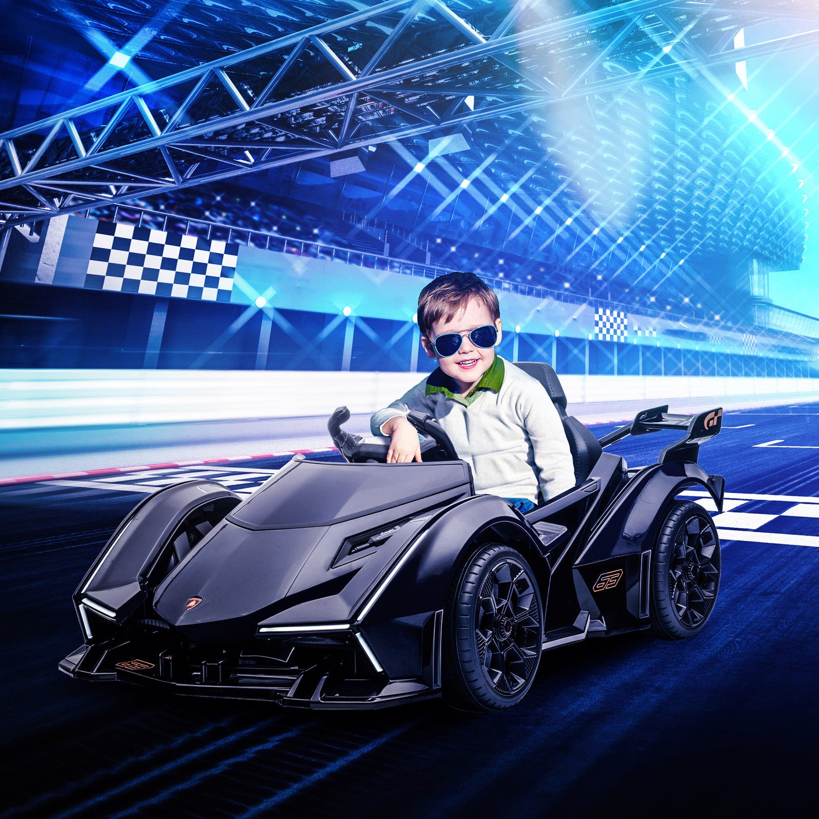 12V Electric Ride-On Car with Remote Control and Bluetooth, Black Trend Times 0