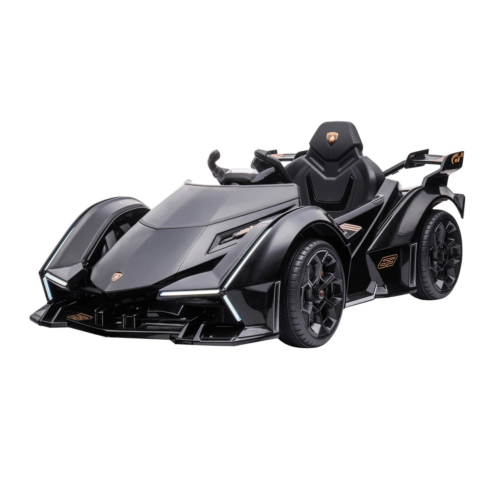 12V Electric Ride-On Car with Remote Control and Bluetooth, Black Trend Times 3