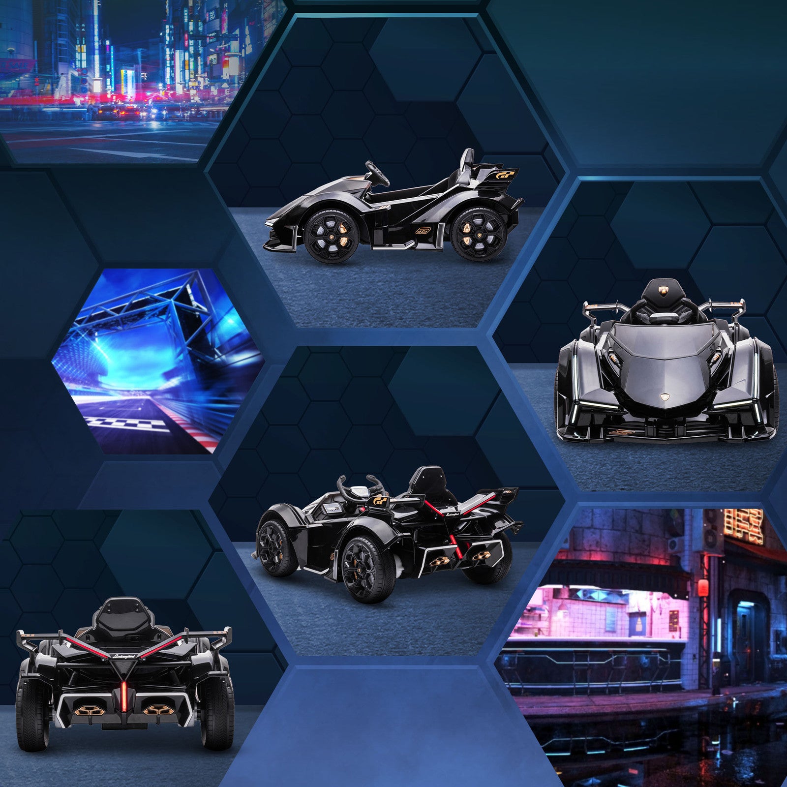 12V Electric Ride-On Car with Remote Control and Bluetooth, Black Trend Times 5