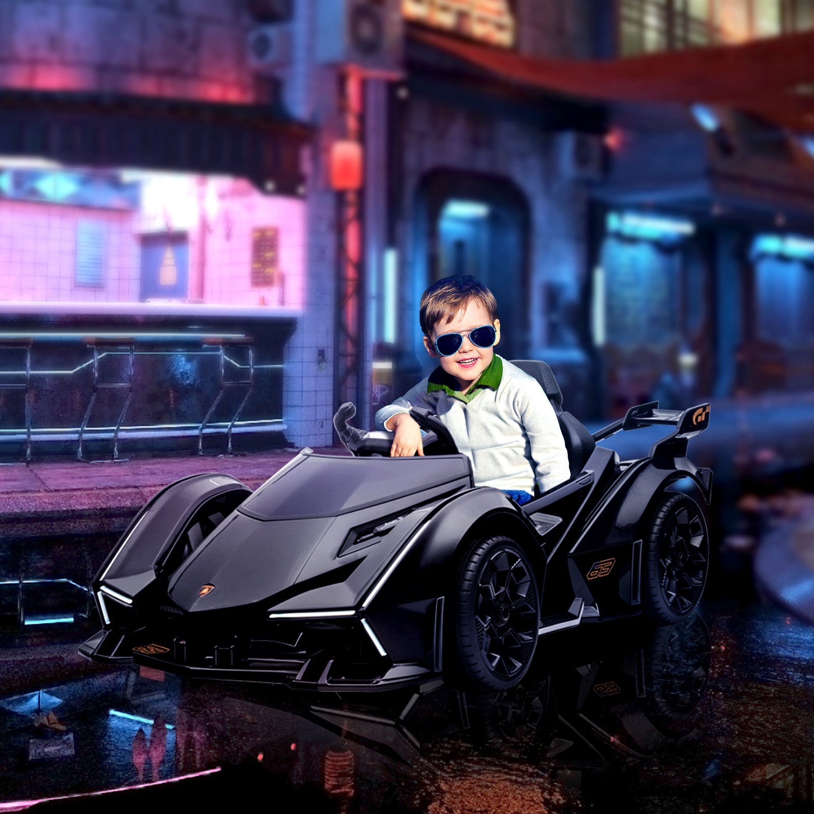 12V Electric Ride-On Car with Remote Control and Bluetooth, Black Trend Times 8