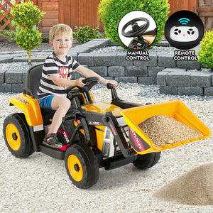 12V Electric Ride-On Excavator Digger with 3 Speeds Bluetooth Music Lights and Remote Control Yellow Trend Times 2