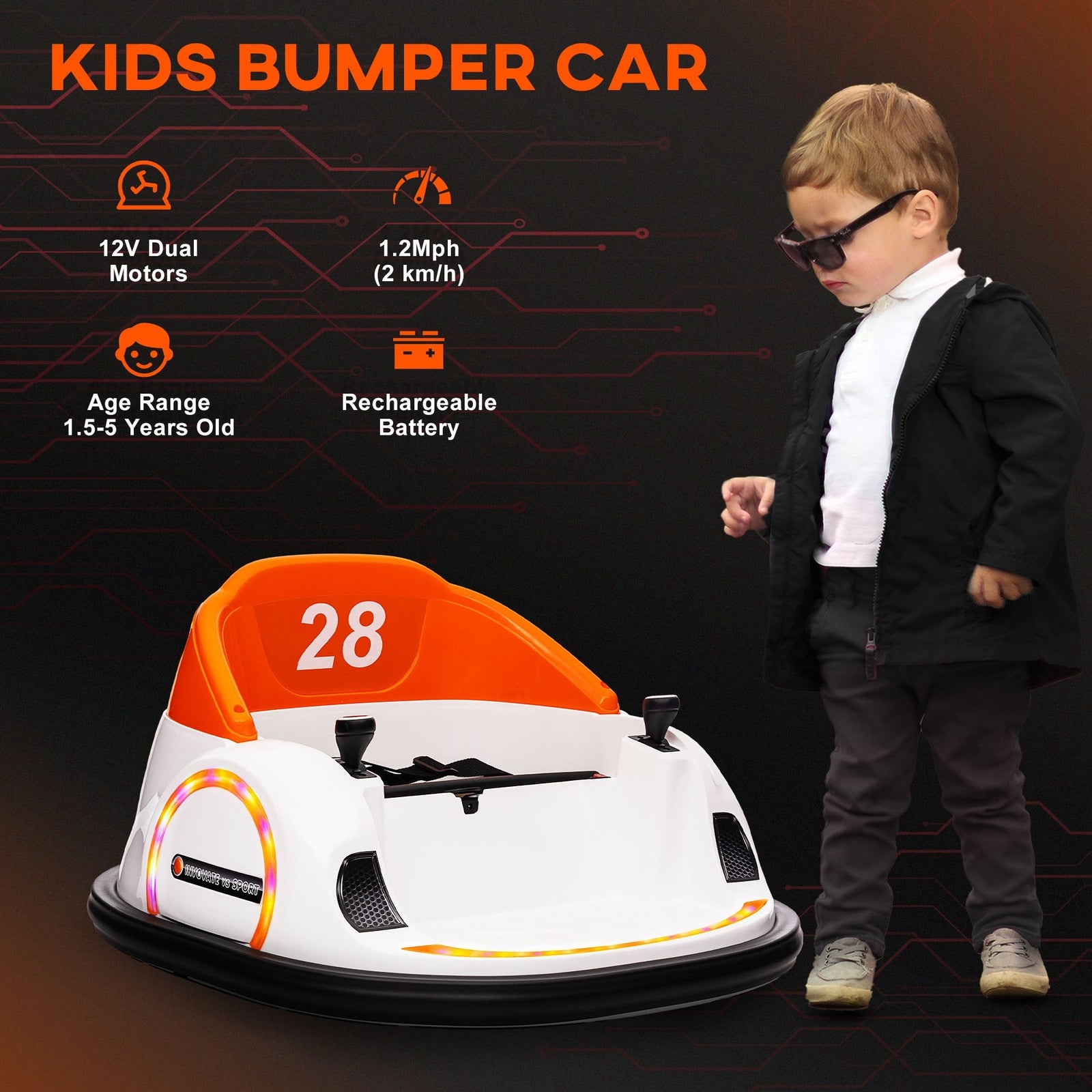 12V Electric Ride-On Bumper Car with Remote Control for Kids 1-5 Years Trend Times 7