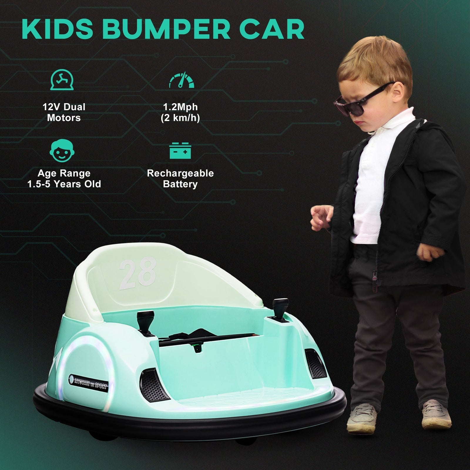 12V Electric Ride-On Bumper Car with Remote Control for Toddlers Ages 1-5 Trend Times 11