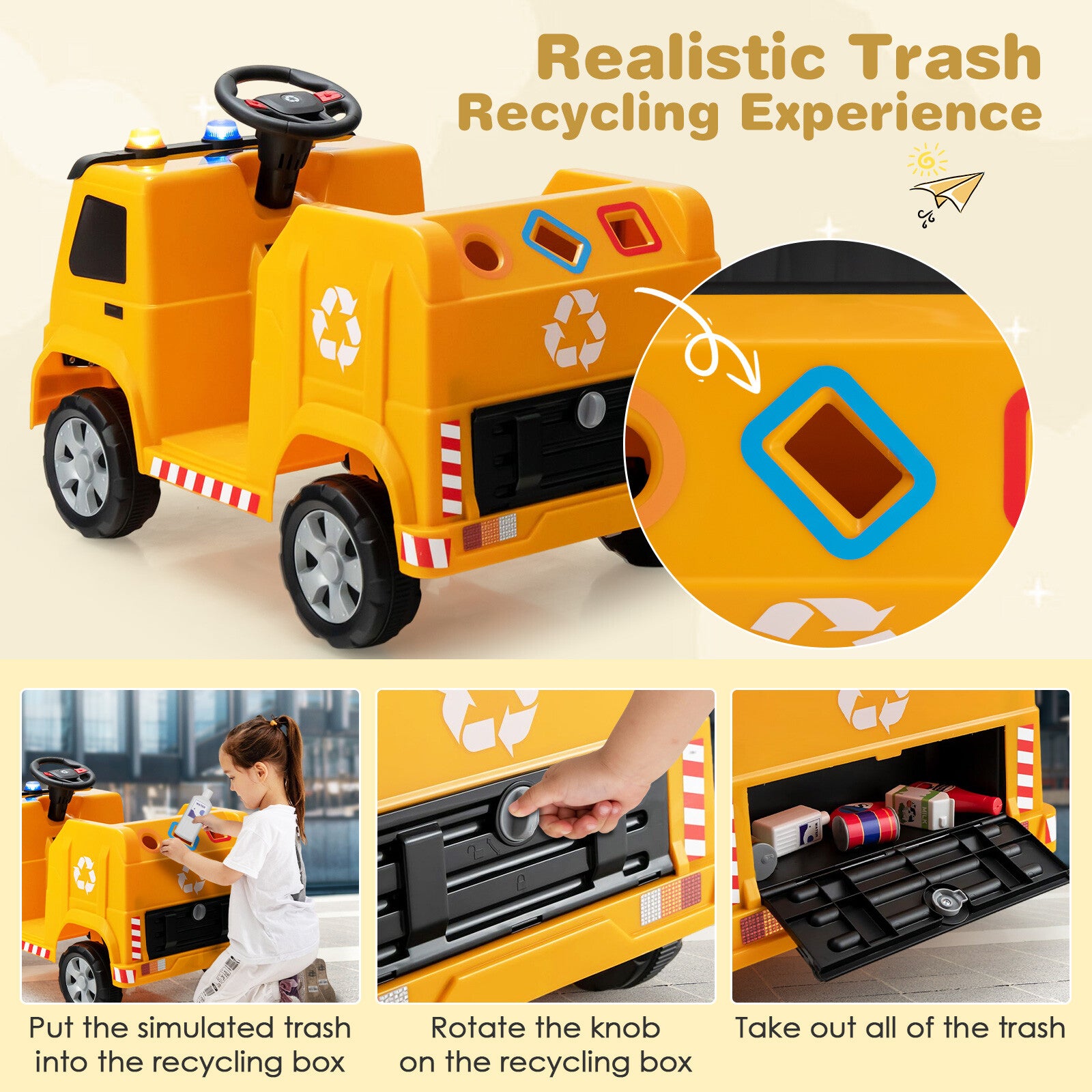 12V Electric Ride-On Remote Control Recycling Garbage Truck with Accessories Trend Times 5