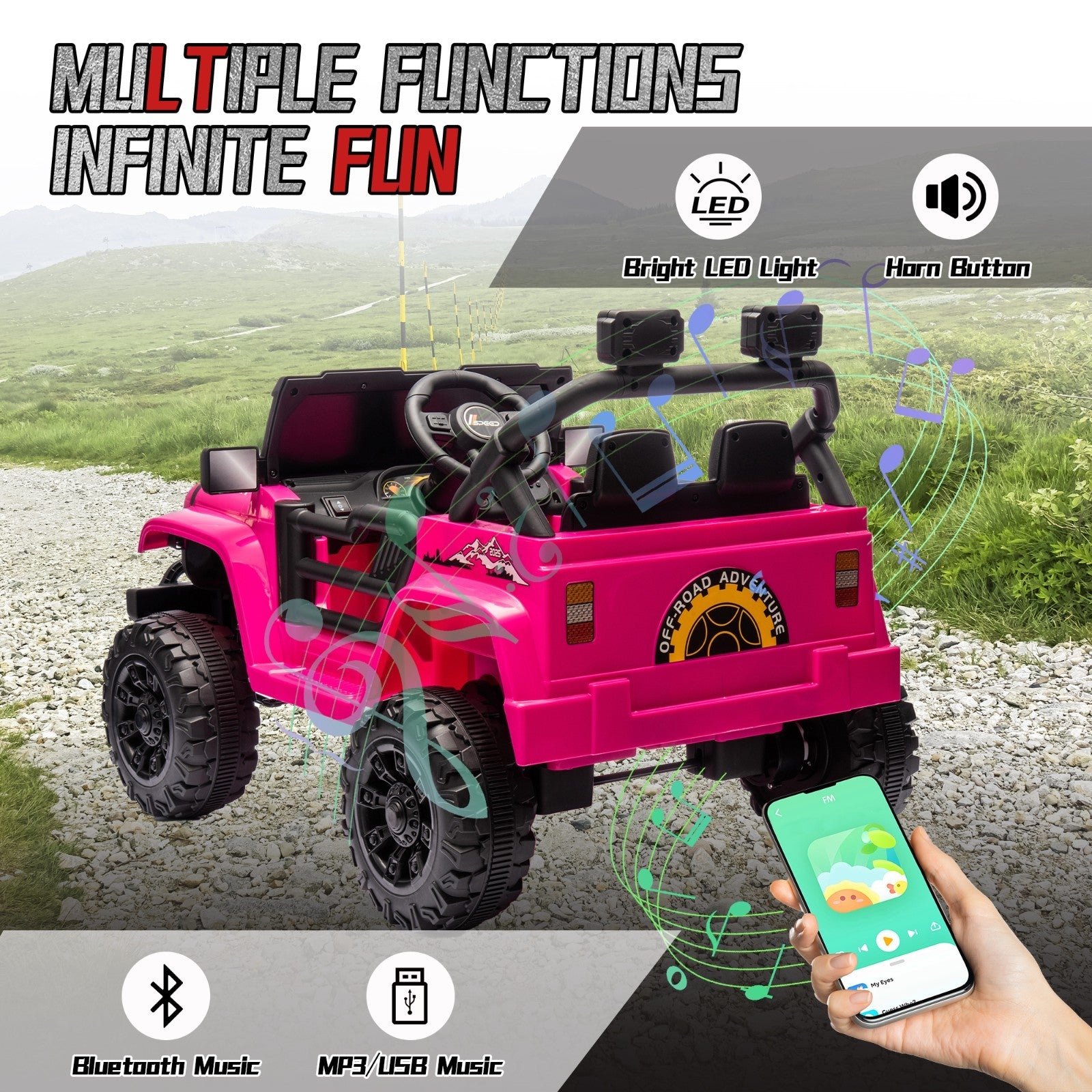 12V Electric Ride-On UTV Car for Kids with Remote Control, LED Lights, USB, and Rechargeable Battery Trend Times 14