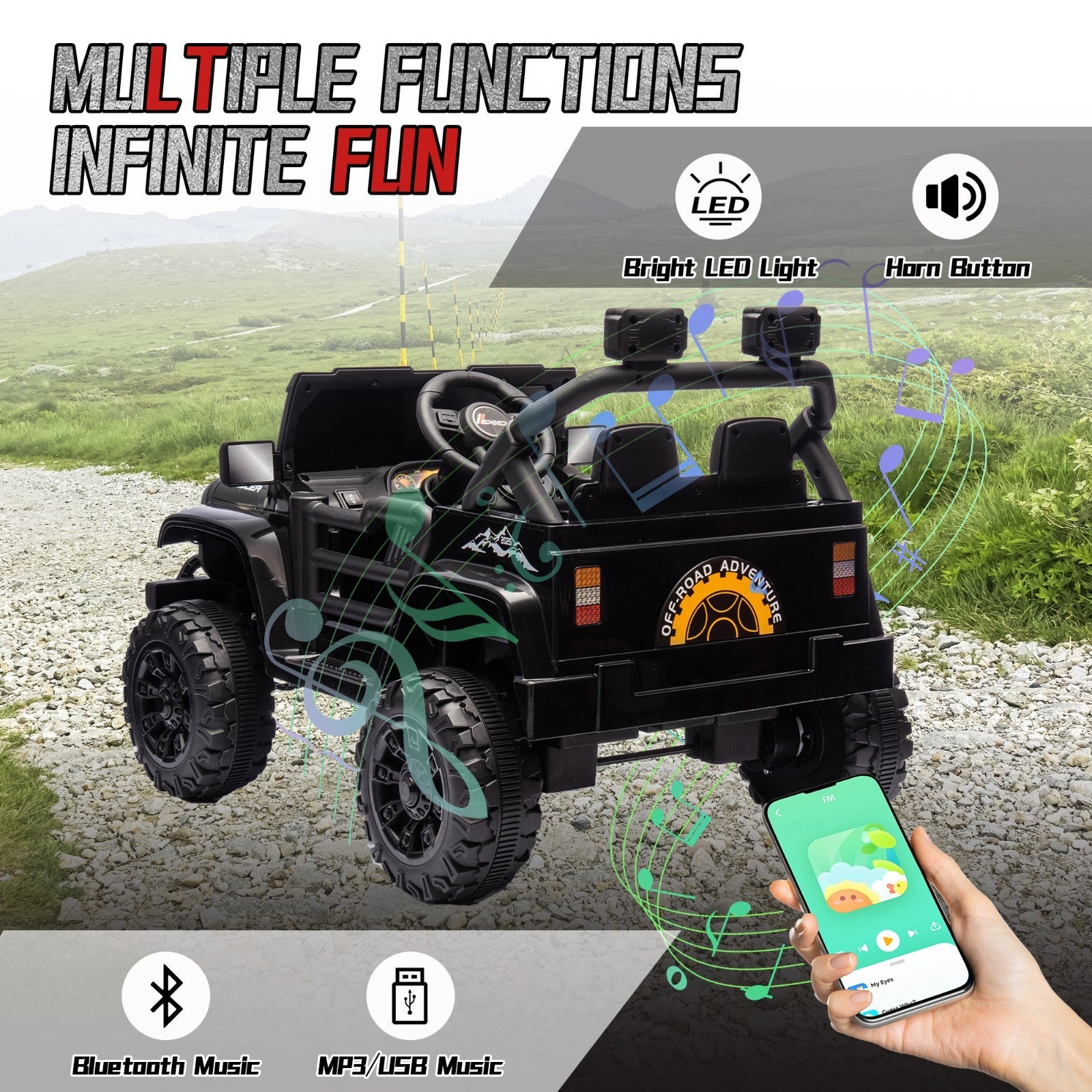 12V Electric Ride-On UTV Car for Kids with Remote Control, LED Lights, USB, and Rechargeable Battery Trend Times 6