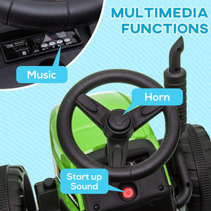 12V Electric Ride-On Tractor with Trailer, 25W Dual Motors, Green Trend Times 6