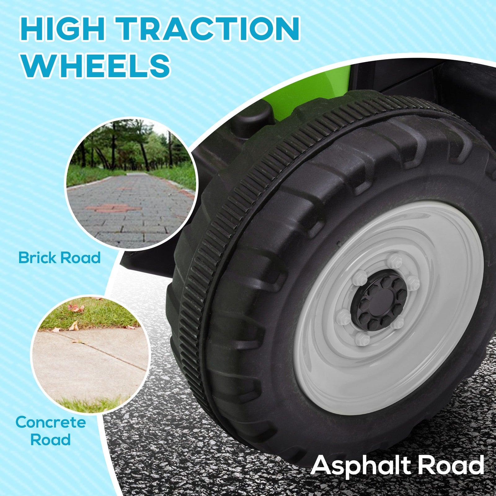 12V Electric Ride-On Tractor with Trailer, 25W Dual Motors, Green Trend Times 7