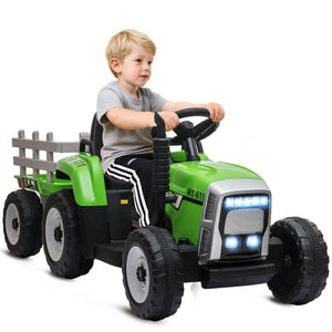 12V Electric Ride-On Tractor with Trailer, 25W Dual Motors, Green Trend Times Variant 0