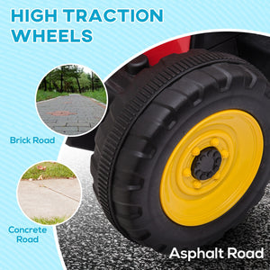 12V Electric Ride-On Tractor with Trailer, 25W Dual Motors, Red Trend Times 7