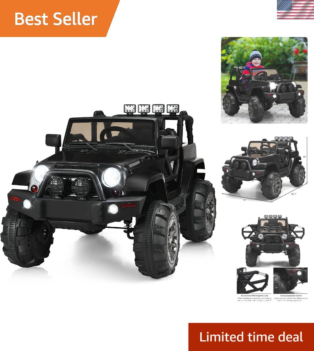 12V Electric Ride-On Truck with Double Doors, Parental Control, and Suspension System Trend Times Variant 0