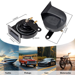 12V Electric Snail Horn 130dB Waterproof for Motorcycle Car Truck Train Black Trend Times 3