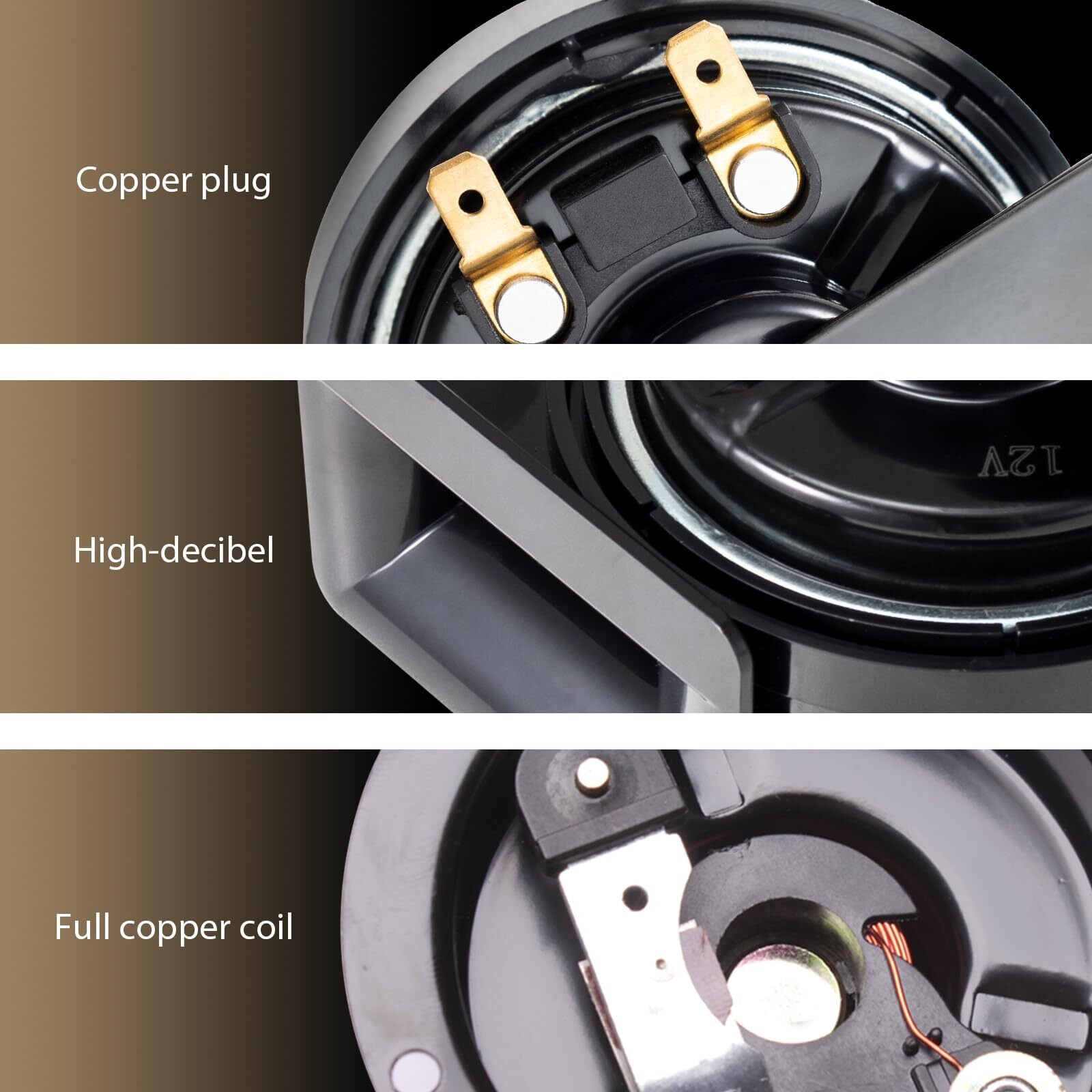 12V Electric Snail Horn 130dB Waterproof for Motorcycle Car Truck Train Black Trend Times 4