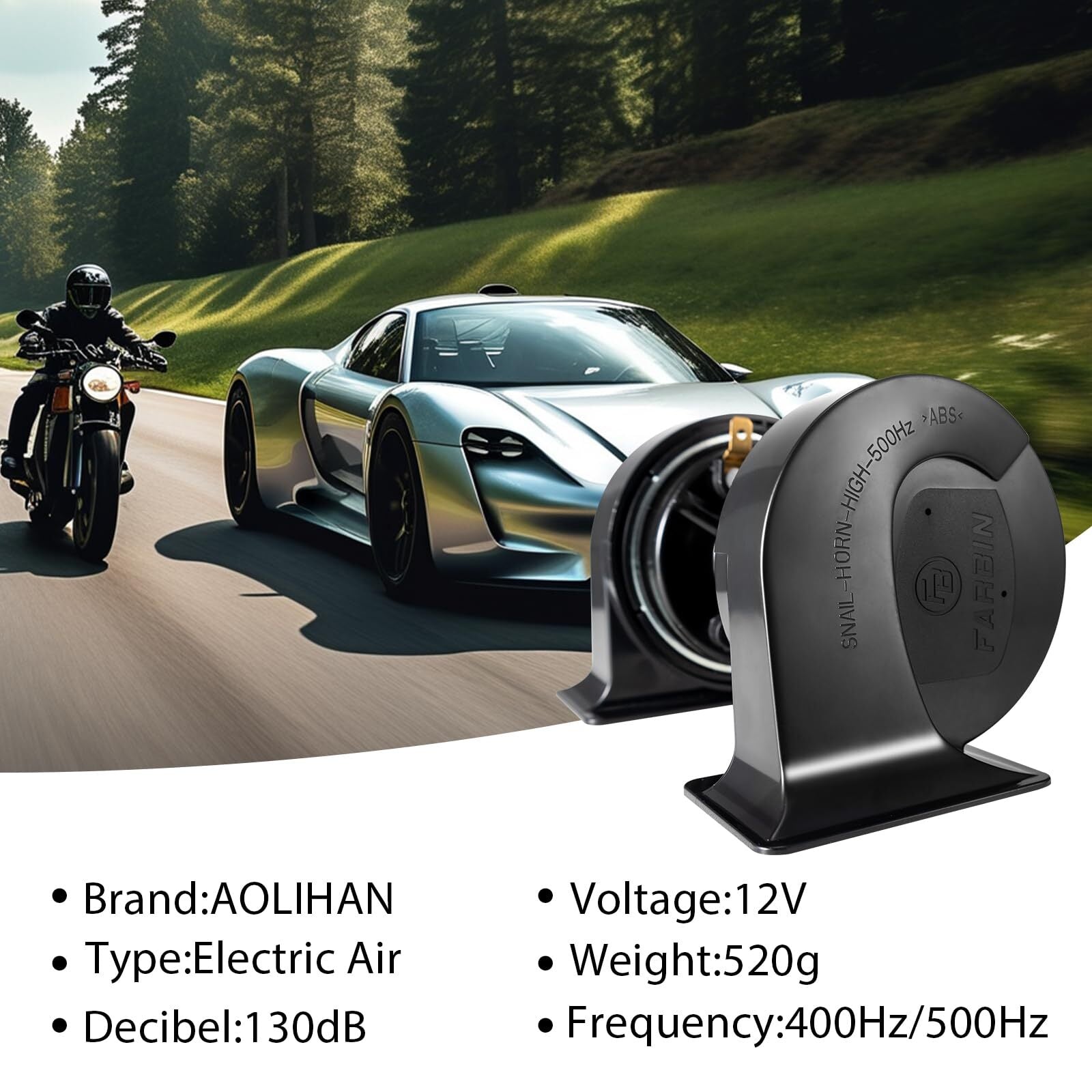 12V Electric Snail Horn 130dB Waterproof for Motorcycle Car Truck Train Black Trend Times 5