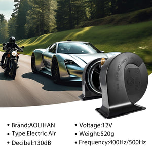12V Electric Snail Horn 130dB Waterproof for Motorcycle Car Truck Train Black Trend Times 5