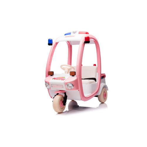 12V Electric 3-Wheeled Children's Police Box Car 2-Seater Remote Control Pink Trend Times 2