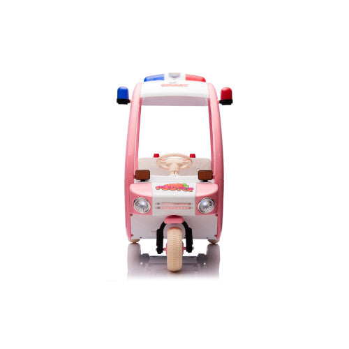 12V Electric 3-Wheeled Children's Police Box Car 2-Seater Remote Control Pink Trend Times 4