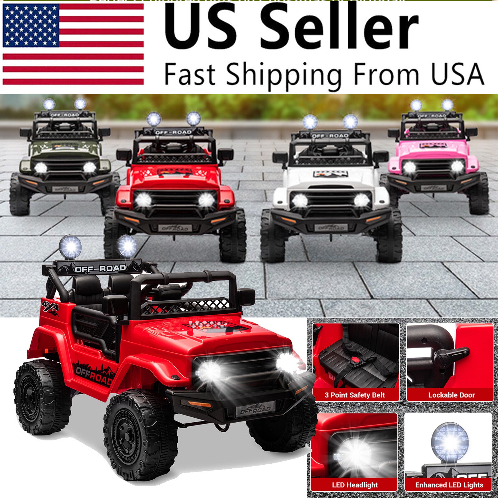 12V Electric 2-Seater Kids Ride-On Jeep Truck with Remote Control Trend Times 1