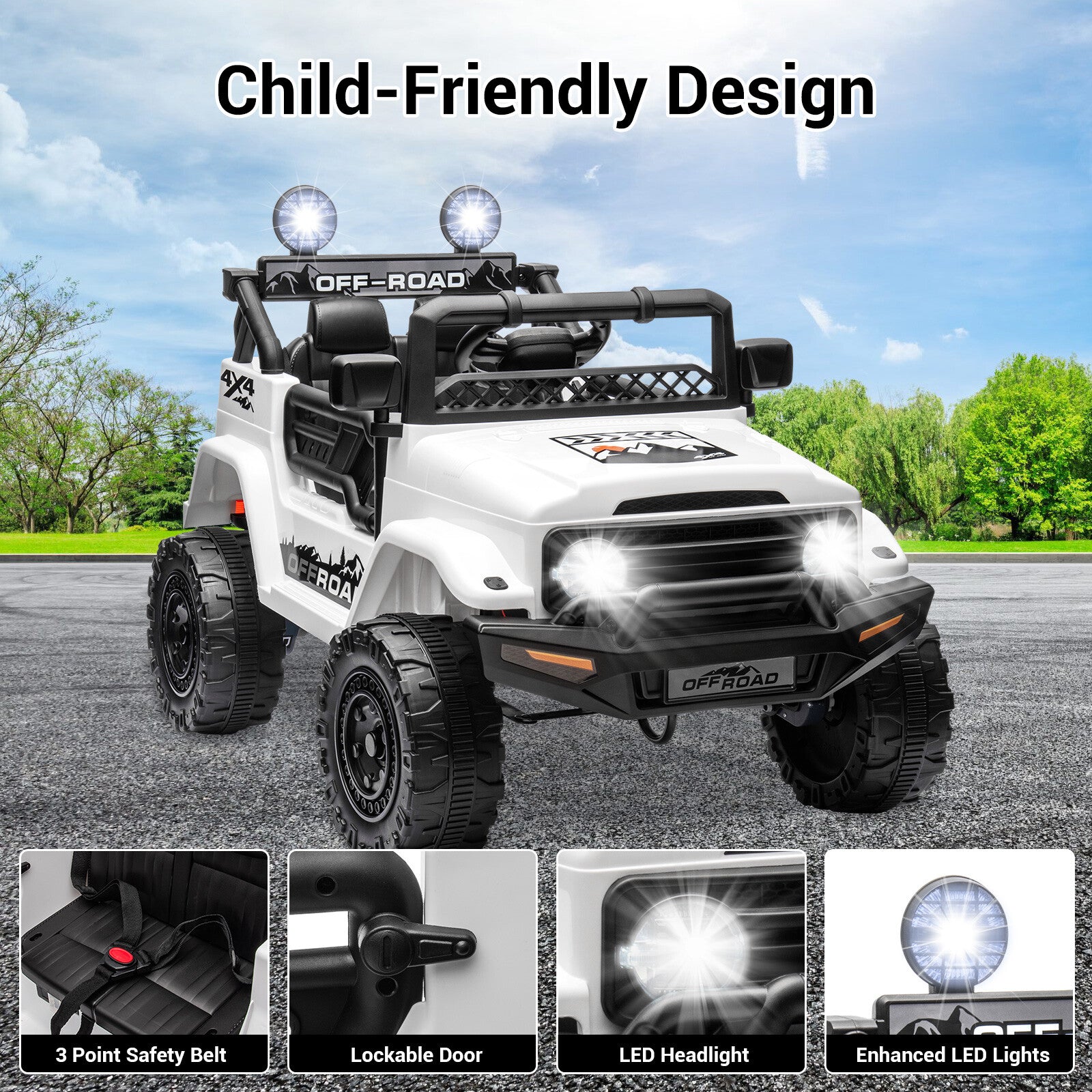 12V Electric 2-Seater Kids Ride-On Jeep Truck with Remote Control Trend Times 7