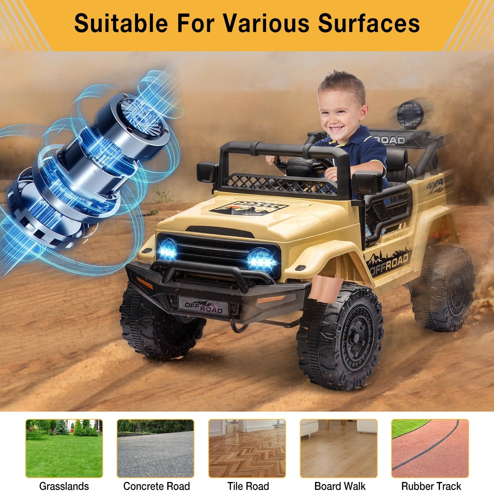 12V Electric Ride-On Truck for Kids with Remote Control, 3 Speeds, and Music Trend Times 5